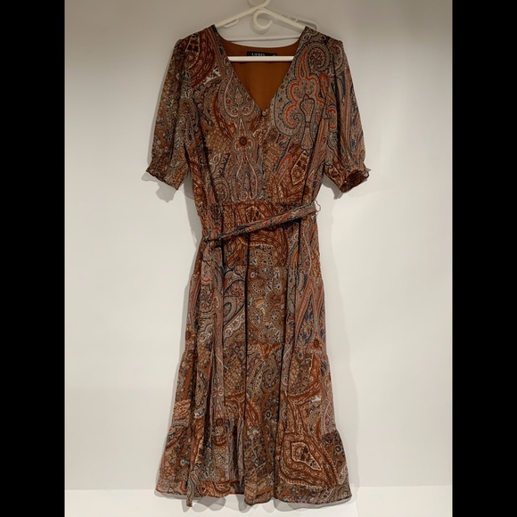 Lauren Ralph Lauren Paisley Print Tie Waist Crinkle Maxi Dress - Picture 5 of 8